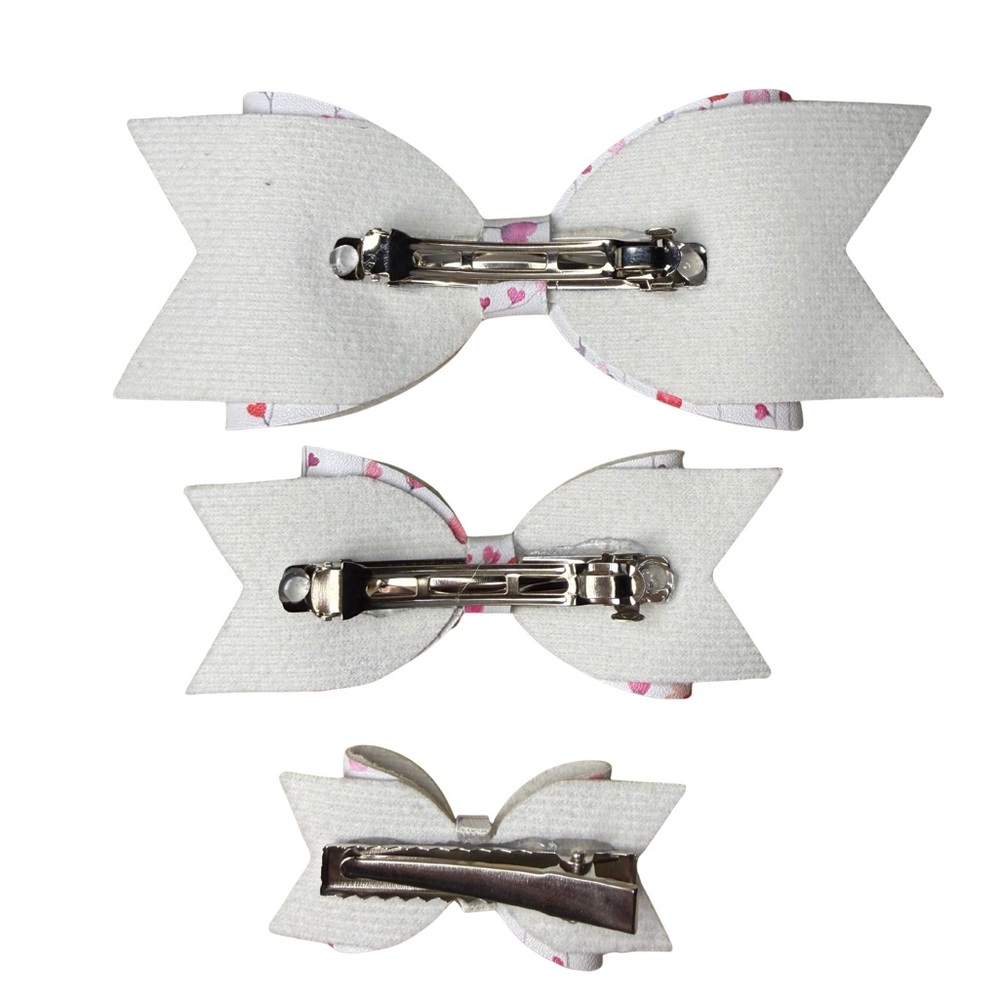 Pink Heart Pattern Hair Bow Set - Picture 2 of 2